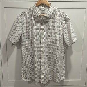 Lucky Brand Tailored Fit White and Black Patterned Shirt Size XL